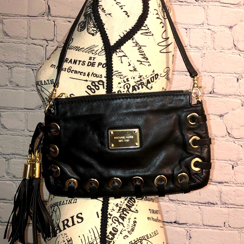 Michael Kors Black Leather Clutch/Shoulder Bag